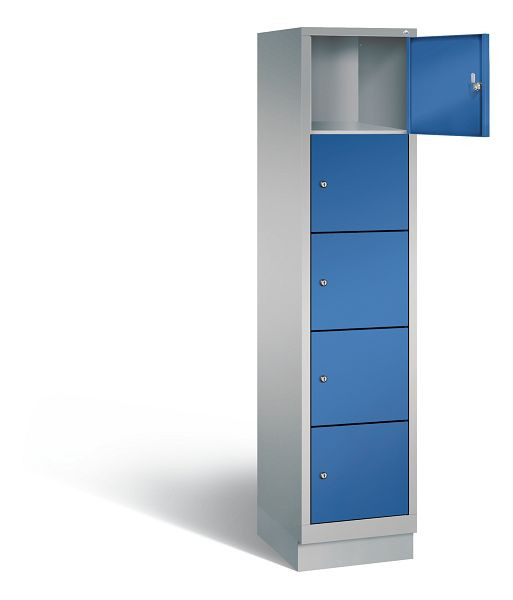C+P Schließfachschrank Evolo, H1800xB420xT500mm, Farbe: Weißaluminium / Enzianblau, 48020-125 S10092