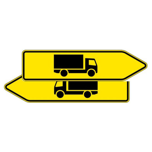 Stein HGS Pfeilwegweiser für KFZ mit einer zulässigen Gesamtmasse über 3,5 t, RA1, Flachform 3 mm, doppelseitig, 421-40-113