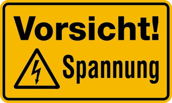 Schilder Klar Betriebsbeschilderung Vorsicht! Spannung, 200x120x1.5 mm Kunststoff, 173/72