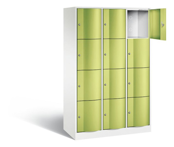 C+P Schließfachschrank Resisto, H1950xB1148xT540mm, Farbe: Verkehrsweiß / Viridingrün, 8470-372 S10222