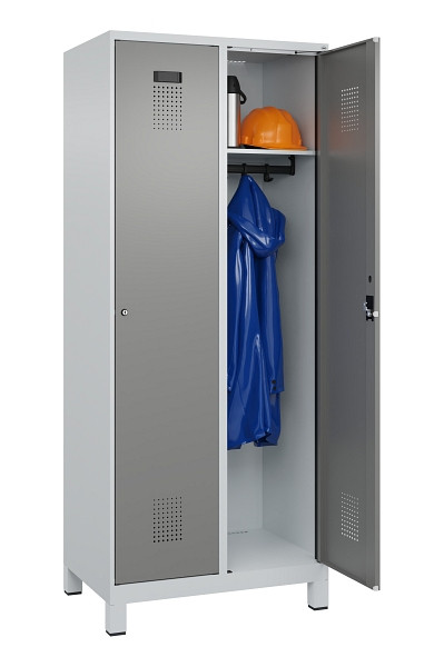 C+P Spind Evolo PLUS, mit Füßen, 2 Abteile, 1950x800x500mm, 7035/0004, Verschluss Zylinderschloss, Ablageböden 2, 049010-22 S10041