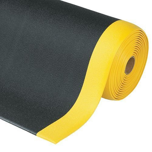 DENIOS Anti-Ermüdungsbelag S 9.R, Rolle 0,9 x 18,3 m, schwarz / gelb mit Noppen, 137056
