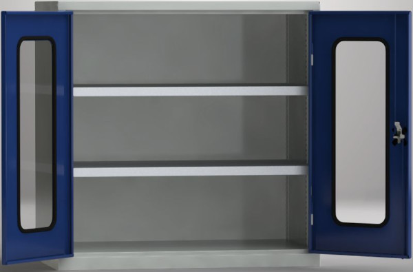 KLW Universalschrank, 1000x1000x605mm (HxBxT), abschließbare Flügeltüren, Acrylglas-Sichtfenster, 2 verstellbare Fachböden, 7FN-NA1000FD-0204XRB
