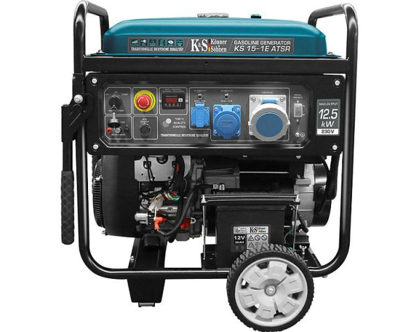 Könner & Söhnen 12500W Benzin E-start Stromerzeuger, 1x63A(230V)/1x32A(230V)/1x16A(230V), 12V, ATS-Anschluss, Voltregler, Anzeige, KS 15-1E ATSR