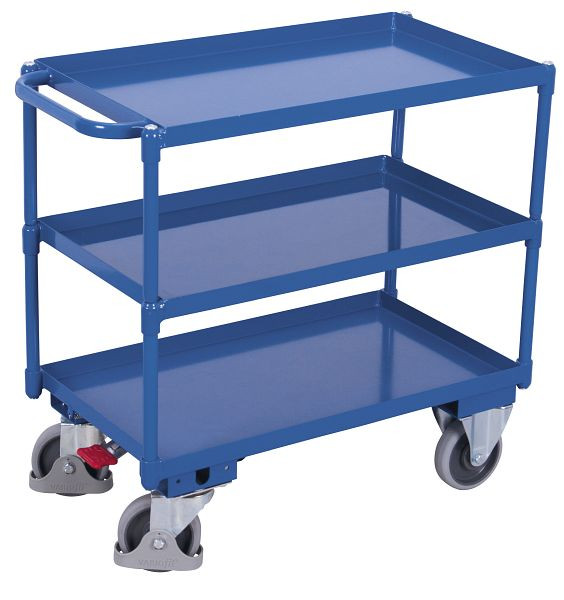 VARIOfit Tischwagen mit 3 Ladeflächen, Außenmaße: 985 x 500 x 910 mm, RAL 5010 enzianblau, Ladehöhe: 245 / 560 / 875 mm, sw-500.610