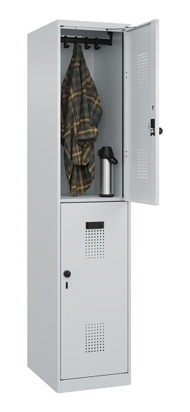C+P Doppelstöckiger Spind Evolo PLUS, 2 Fächer, 1850x400x500mm, 7035/7035, Drehriegel, 049300-12 S10013