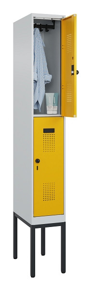 C+P Doppelstock-Spind Evolo PLUS, Gestell, 2 Fächer, 2120x300x500mm, 7035/1004, Drehriegel, 0493307-10 S10000