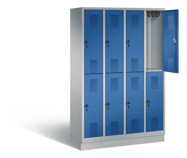 C+P Spind doppelstöckig Evolo, H1800xB1190xT500mm, Farbe: Weißaluminium / Enzianblau, 48320-40 S10744