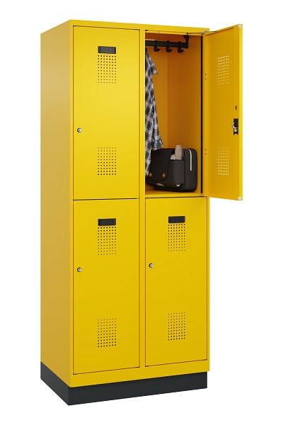 C+P Doppelstöckiger Spind Evolo PLUS, mit Sockel, 4 Fächer, 1950x800x500mm, 1023, Zylinderschloss, 049320-22 S10049