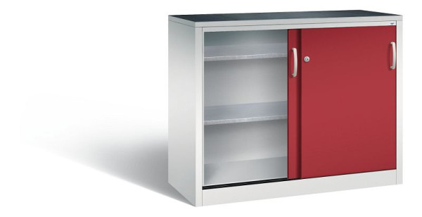 C+P Schiebetürenschrank Acurado, H1000xB1200xT500mm, Farbe: Lichtgrau / Rubinrot, Bügelgriff, 2056-09 S10088