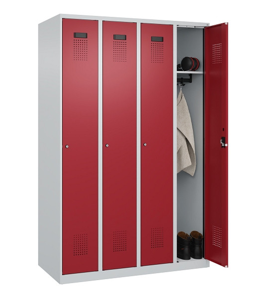 C+P Spind Evolo PLUS, 4 Abteile, 1850x1200x500mm, 7035/3003, Verschluss Zylinderschloss, Ablageböden 4, 049000-40 S10031