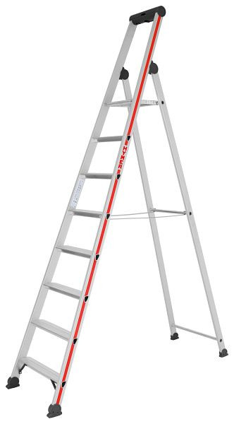HYMER Stufenstehleiter mit Plattform, einseitig begehbar, 8 Stufen, Länge 2,61 m, Standhöhe: 1,8 m, 402608