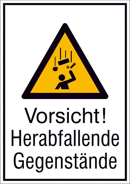 SafetyMarking Warn-Kombischild, Vorsicht! Herabfallende Gegenstände, BxH 26,2x37,1 cm, Aluminium, 11.A8042