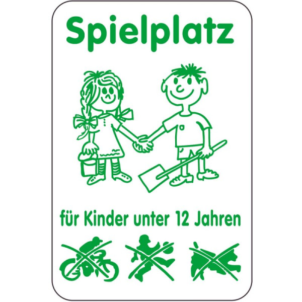 Stein HGS Sonderschild, Spielplatz für Kinder unter 12 Jahren, 400 x 600 mm, Text: grün, 15001