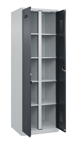 C+P Wäsche-Spind Evolo PLUS, 2 Abteile, 1850x600x500mm, 7035/7016, Verschluss Zylinderschloss, 049002-20B S10039