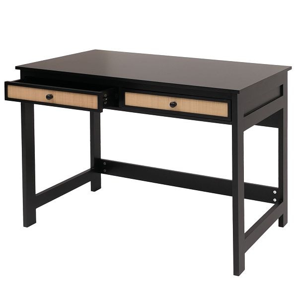 Mendler Schreibtisch HWC-O36, Bürotisch Laptoptisch Arbeitstisch, Schublade 78x110x60cm Holz, schwarz, 153441