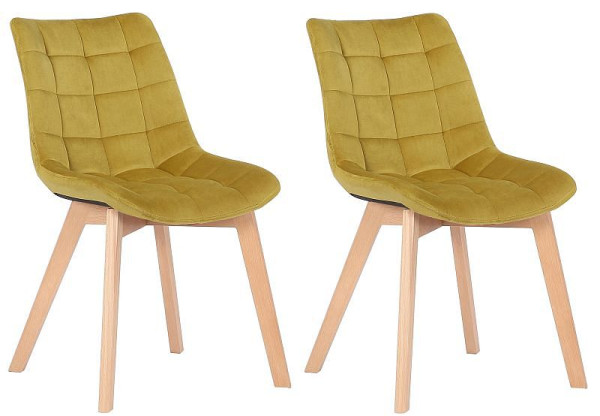 CLP 2er Set Esszimmerstühle Passaic Samt, gelb, 319639