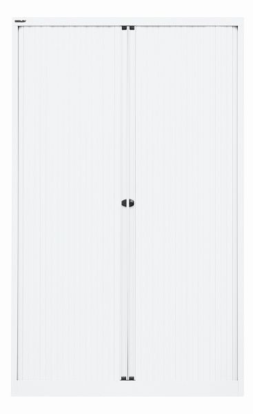 Bisley Rollladenschrank EuroTambour, 4 Fachböden, 5 OH, B 1200 mm, Rollladen verkehrsweiß, Korpus verkehrsweiß, ET412194SPWW696