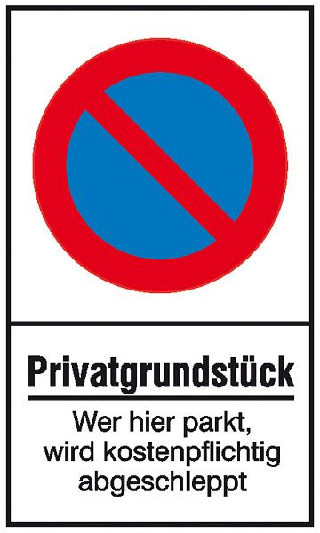 SafetyMarking Haltverbotsschild, Privatgrundstück Wer hier parkt wird kostenpflichtig abgeschleppt, 25x40 cm, Kunststoff (Polystyrol), 41.5163