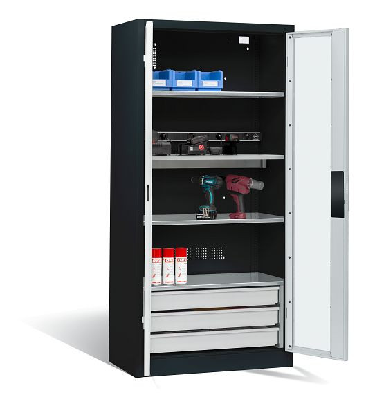 C+P Akkuladeschrank, H1950xB930xT500 mm, Anthrazit/Lichtgrau, 8921-055E1 S10020