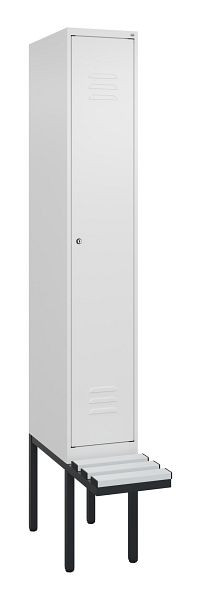 C+P Umkleidespind Classic PLUS, 2120x300x815mm, 9016/9016, Zylinderschloss, je 2 Doppel-Haken, 0800407-10F S10029