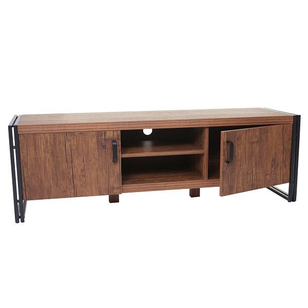 Mendler TV-Rack HWC-A27, Fernsehtisch Lowboard Kommode, 3D-Struktur Metall 45x140x40cm, Wildeiche-Optik, 57037