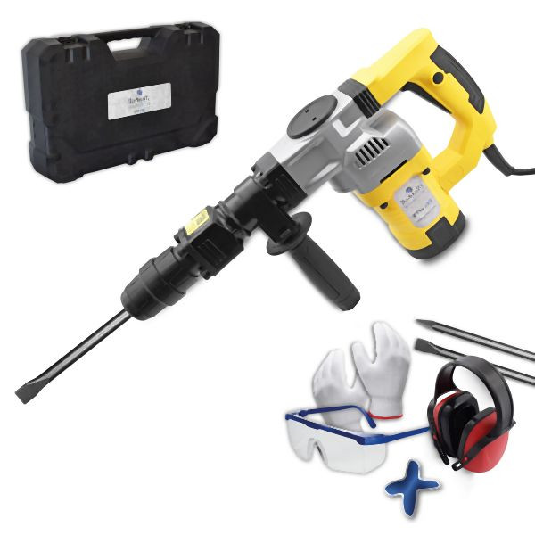 BAMATO Stemmhammer / Abbruchhammer mit 7-teilig Zubehörset, 20 Joule, 1300 Watt Motor, STH-155