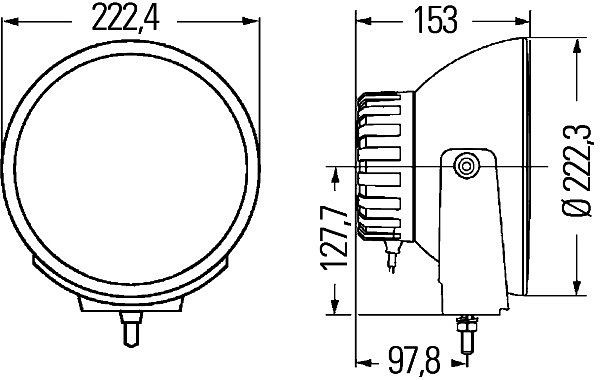 HELLA Xenon-Fernscheinwerfer, Luminator Xenon, 12V, rund, Referenz: 37.5, geschraubt, ECE-R98/E1 2255, glasklar, 1950mm, links/rechts, 1F8 007 560-721