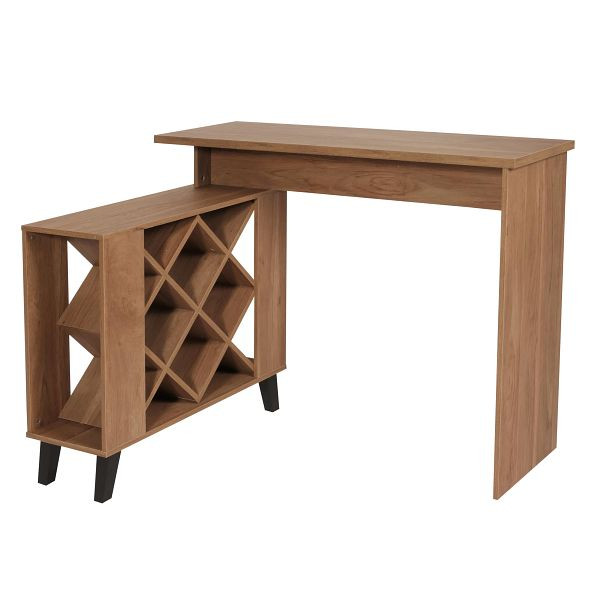Mendler Bartisch HWC-M45, Stehtisch Thekentisch Weinregal Weinschrank, Staufächer 93x120x98cm, braun, 104620+104621