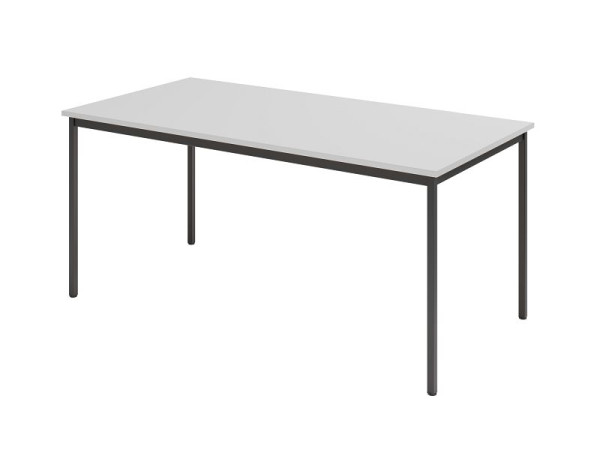 Hammerbacher Besprechungstisch VS16, 160 x 80 cm, Platte: Grau, Vier-Fuß-Gestell Schwarz, Arbeitshöhe 72 cm, umlaufender Stahlrahmen Schwarz, VVS16/5/D