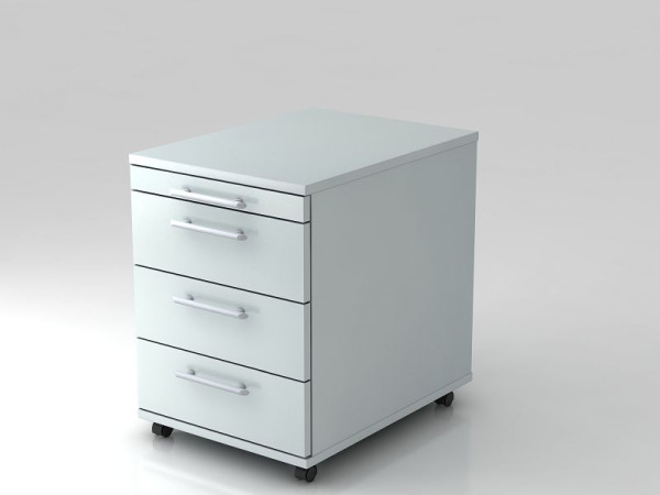 Hammerbacher Rollcontainer 58cm, 3 Schübe, Relinggriff Grau, 42,8x58x59 cm, 1/3/3/3 HE, V1606/5/5/RE