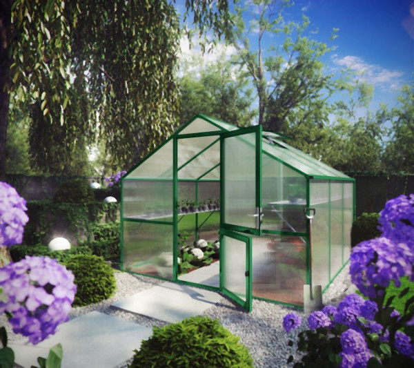 KGT Gewächshaus Orchidee III, moosgrün, 3.23 x 2.97 x 2.33 m, 12300002