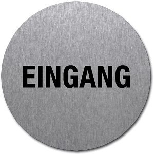 Moedel Piktogramm Eingang, Edelstahl, selbstklebend, Ø 50 mm, 52521