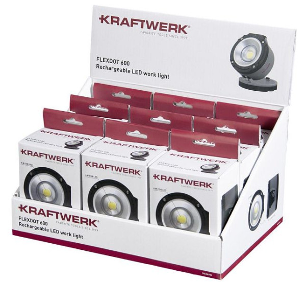 Kraftwerk Display mit LED FLEXDOT 600 Arbeitsleuchte, wiederaufladbar, 9-teilig, 702.000.100