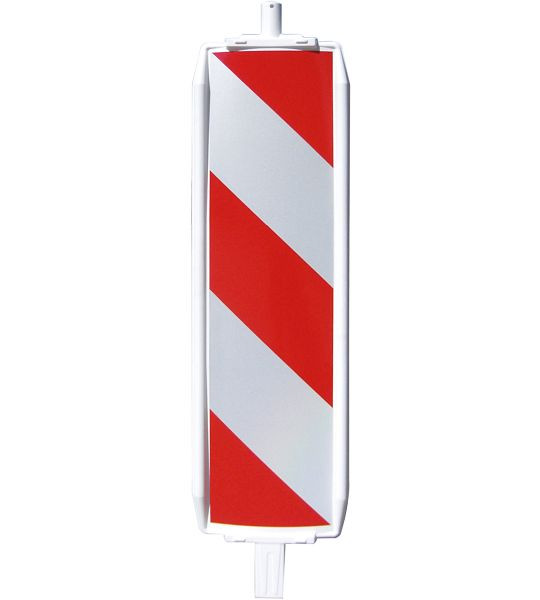 Schake Kunststoffbake Typ 60, Stutzen unten 60 x 60 mm, oben Ø42 mm, Folie Typ 2, schraffiert, einseitig rechtsweisend, rot / weiß, 36055/2R