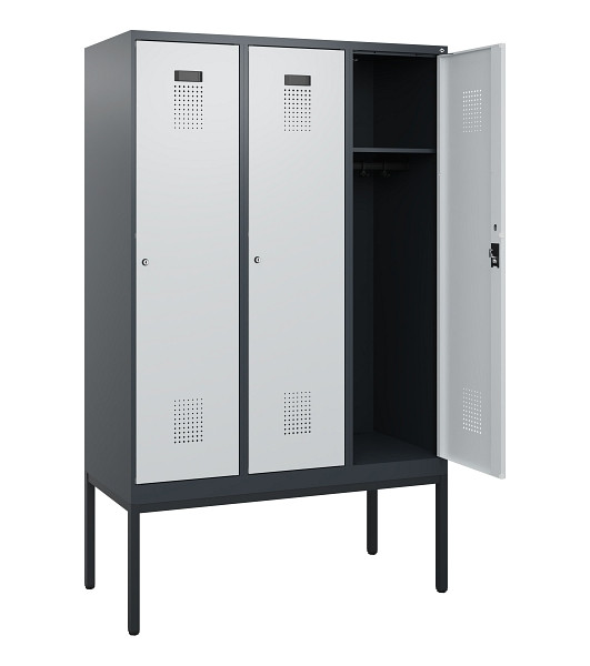 C+P Spind Evolo PLUS, Gestell, 3 Abteile, 1950x1200x500mm, 7016/7035, Zylinderschloss, 0490305-32 S10044