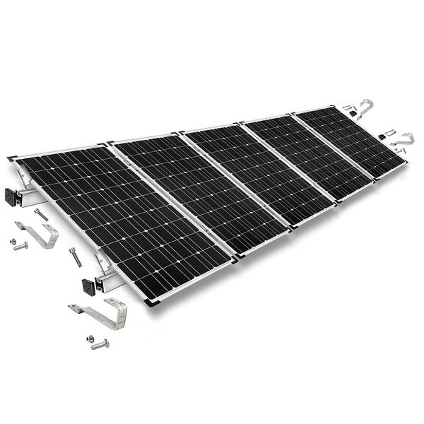 Offgridtec Befestigungskit mit Biberschwanz Dachhaken für Schrägdachmontage 5 Solarpanels Rahmenhöhe 40mm, 8-01-013770-017