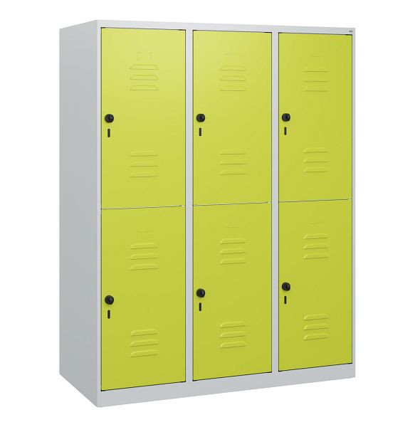 C+P Doppelstöckiger Spind Classic PLUS, 3 Abteile, 1530x1200x500mm, 7035/0024, Drehriegel, 0803005-32 S10009