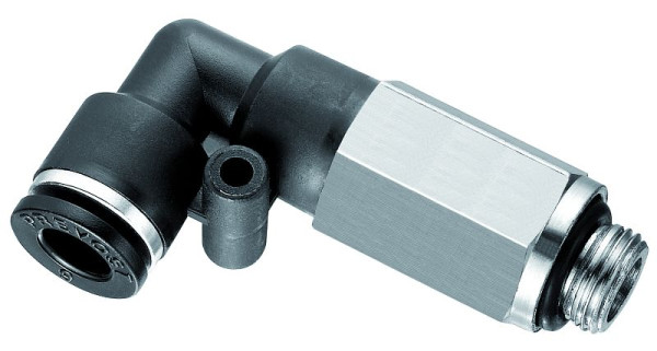Prevost 90°-Winkelstück mit langem zylindrischem Außengewinde - RPC LG, AG BSPP= G 3/8, für Schlauch mit Außen-Ø= 8 mm, VE: 10 Stück, RPC LG0802