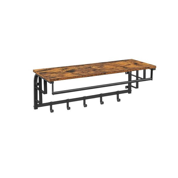 VASAGLE Wandgarderobe mit 5 abnehmbaren Haken Vintagebraun-Schwarz, LCR102B01