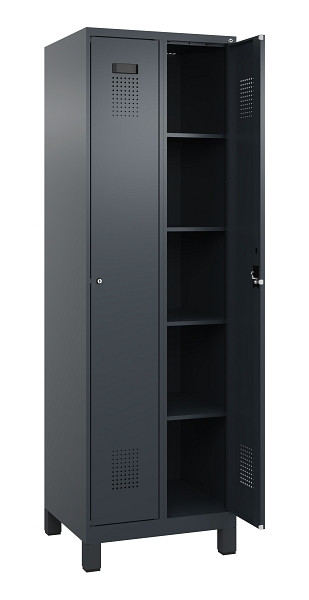 C+P Wäsche-Spind Evolo PLUS, mit Füßen, 2 Abteile, 1950x600x500mm, 7016/7016, Verschluss Zylinderschloss, Ablageböden 8, 049010-20B S10043