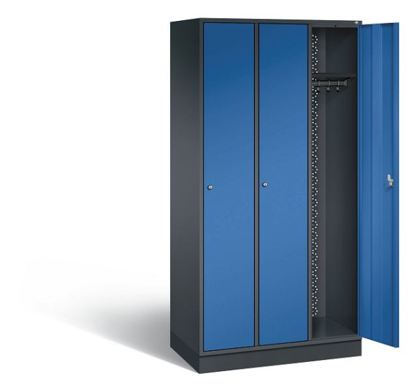 C+P Garderobenschrank Intro, H1950xB920xT490mm, Farbe: Schwarzgrau / Enzianblau, 8170-301 S10038