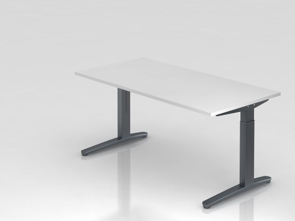 Hammerbacher Schreibtisch C-Fuß 160x80cmWeiß/Graphit, Rechteckform, VXB16/W/GG