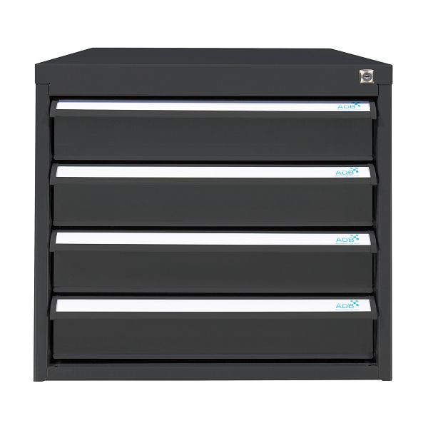 ADB Schubladenbox 400 mm, 4 Schubladen, H 500 x B 531,5 x 700 mm, RAL7016, 50534