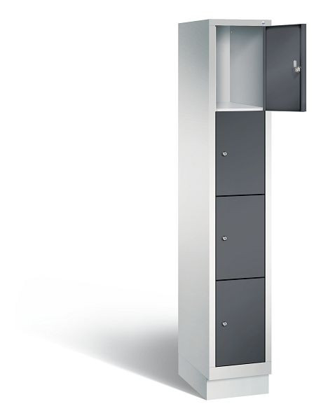 C+P Schließfachschrank Evolo, H1800xB320xT500mm, Farbe: Lichtgrau / Schwarzgrau, 48020-104 S10005