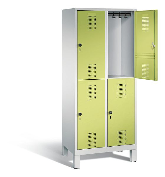 C+P Spind doppelstöckig Evolo, H1850xB810xT500mm, Farbe: Lichtgrau / Viridingrün, 48310-22 S10066