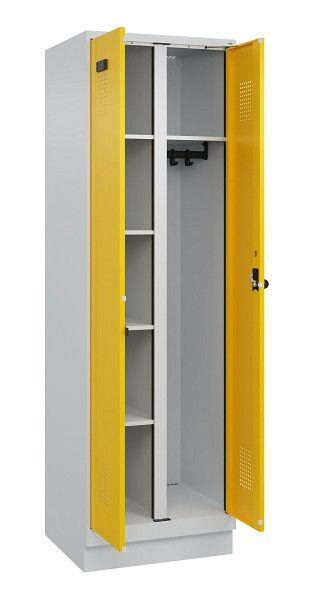C+P Wäsche-/Garderobenspind Evolo PLUS, mit Sockel, 2 Abteile, 1950x600x500mm, 7, RAL 1023 Verkehrsgelb, Drehriegel, 049620-20 S10001