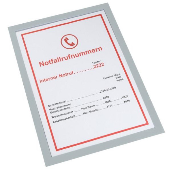 Eichner Selbstklebender Magnetrahmen DIN A4, Vorderseite aufklappbar / Rückseite selbstklebend, Farbe: Grau, VE: 5 Stück, 9015-00595-140