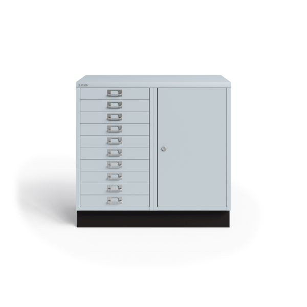 Bisley MultiDrawer, Kombinationsschrank, abschließbarer Türenschrank und 10 Schubladen, Farbe lichtgrau, LKOM645