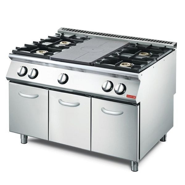 Gastro M Gasherd mit Glühplatte GM70/120TPPCG2, mit Unterschrank, 23,9 kW, 4 Brenner, 1 Glühplatte, Propangas, 700-Serie, GN084